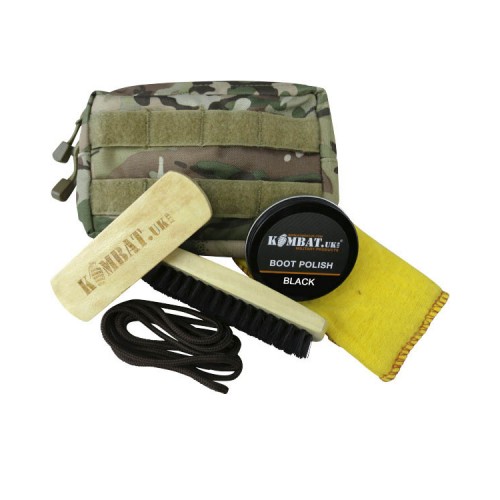 Boot Care (MOLLE Boot Care Kit - Black Polish & laces), This deluxe boot care kit from Kombat UK is neatly contained in a compact MOLLE pouch